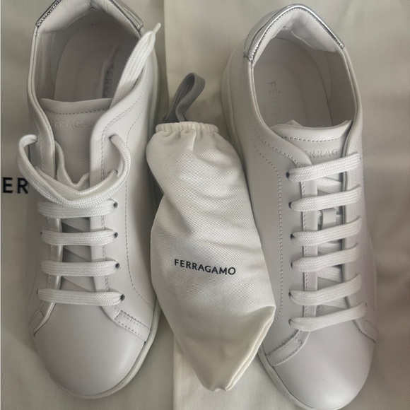 Salvatore Ferragamo Classic White Sneakers - Picture 5 of 10